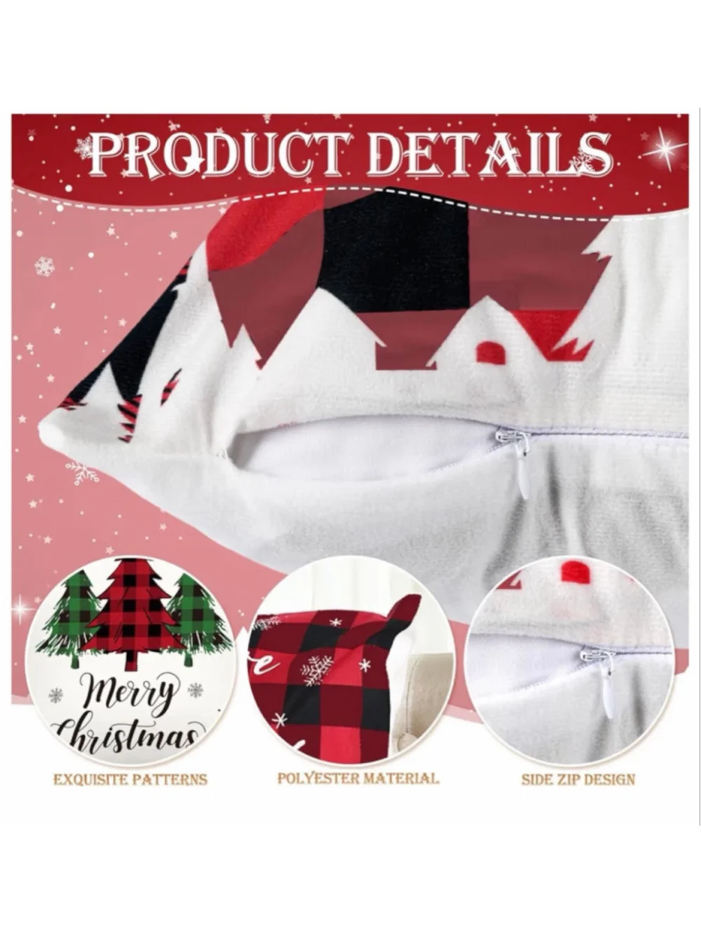NEW 12 Pcs Christmas Pillow Covers Red & Black Buffalo Plaid 18 x 18''